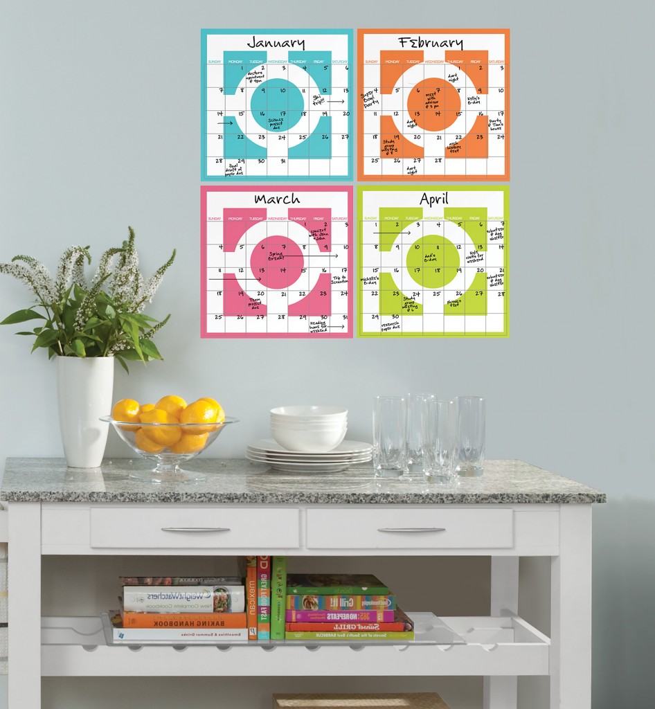 Chroma Dry-Erase 4-Piece Calendar