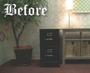 Before Filing Cabinet Project Image This drab filing cabinet could use a re-vamp!