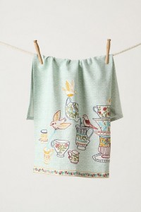 French vintage linen look with bird embroidery from Anthropologie