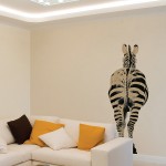 This zebra decal has a boutique style burlap finish