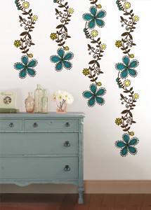 Scandinavian Wall Art from WallPops with Colorful Teal Flowers