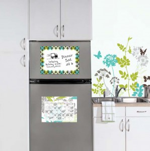 Wall Art inspired by nature! Bold botanical graphics, a coordinating wall art kit, and a peel and stick calendar and message board combo
