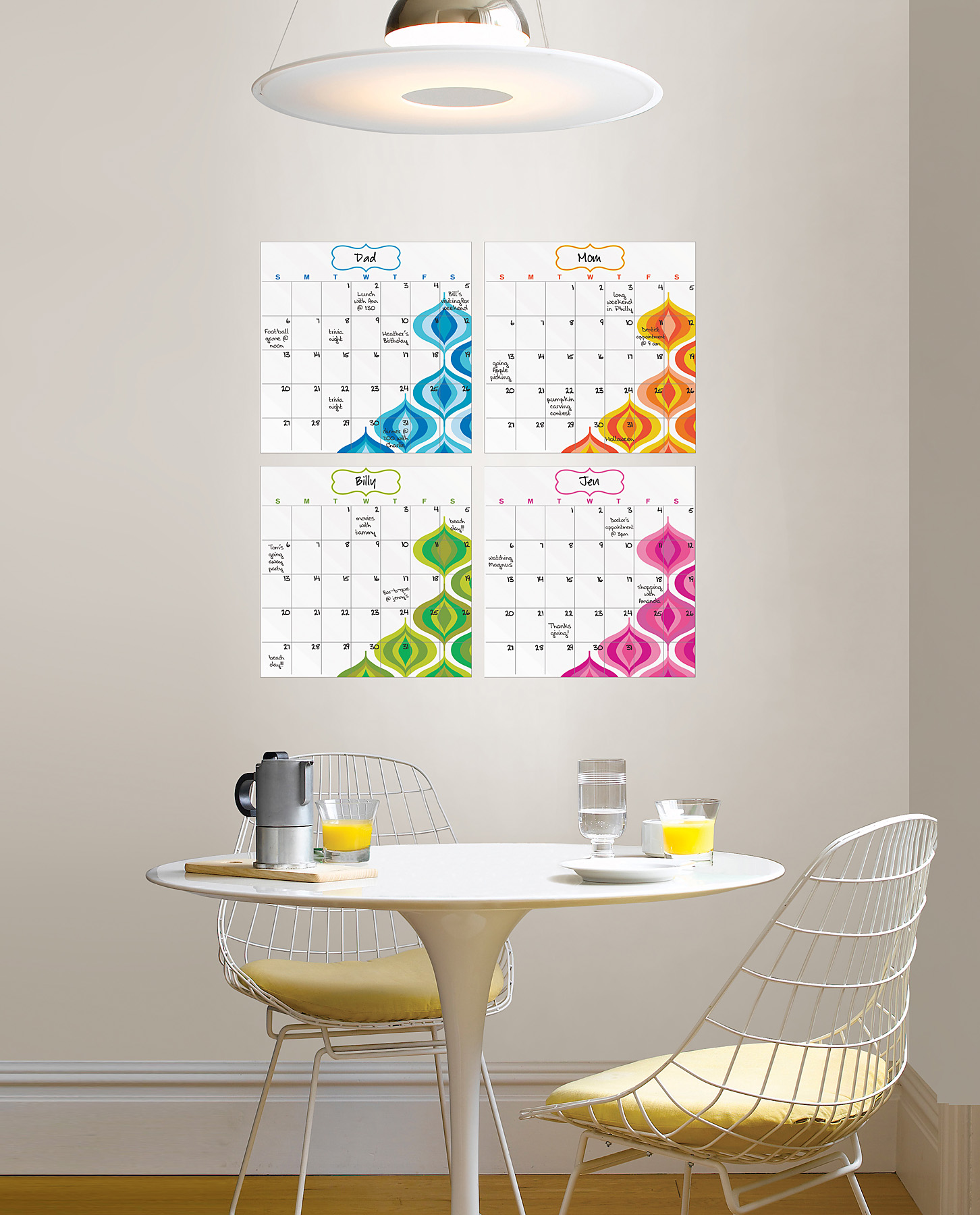 Stay fabulous and organized with a designer dry-erase calendar 