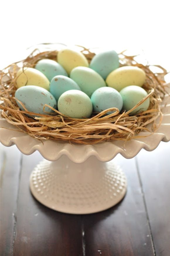Cake Plate Easter Egg nest Easter Display DIY decor idea