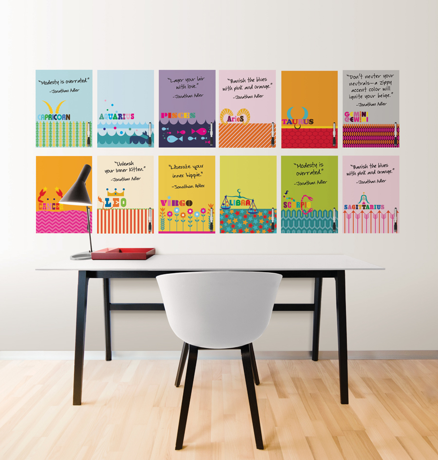 dry-erase zodiac message board decals by designer Jonathan Adler for Wallpops