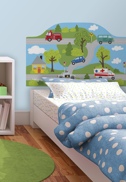 Around the Town Car Theme Headboard Decal for kids Room Decor Around the Town Car Theme Headboard Decal for kids Room Decor