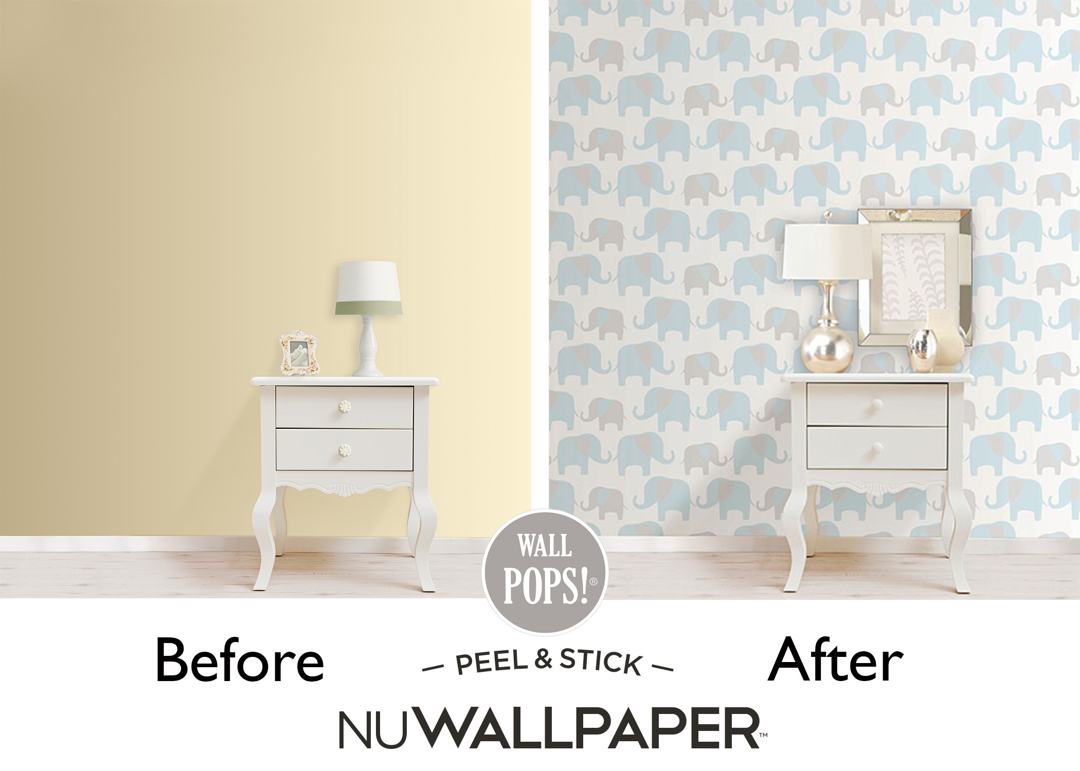 Blue Elephant Peel & Stick Wallpaper Makeover