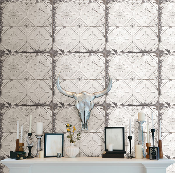 peel and stick vintage tin tile wallpaper