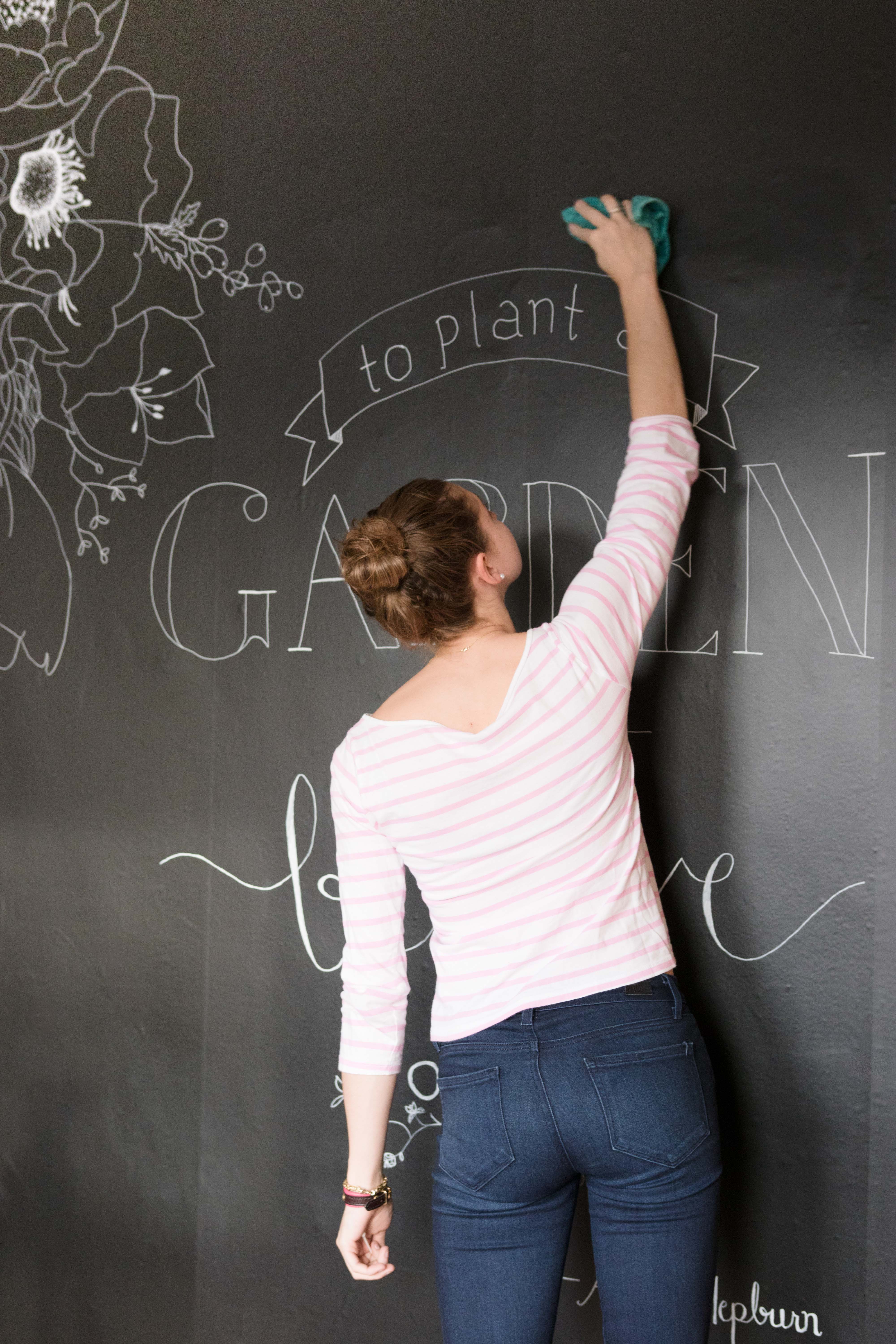 Cleaning Chalkboard Peel and Stick Wallpaper