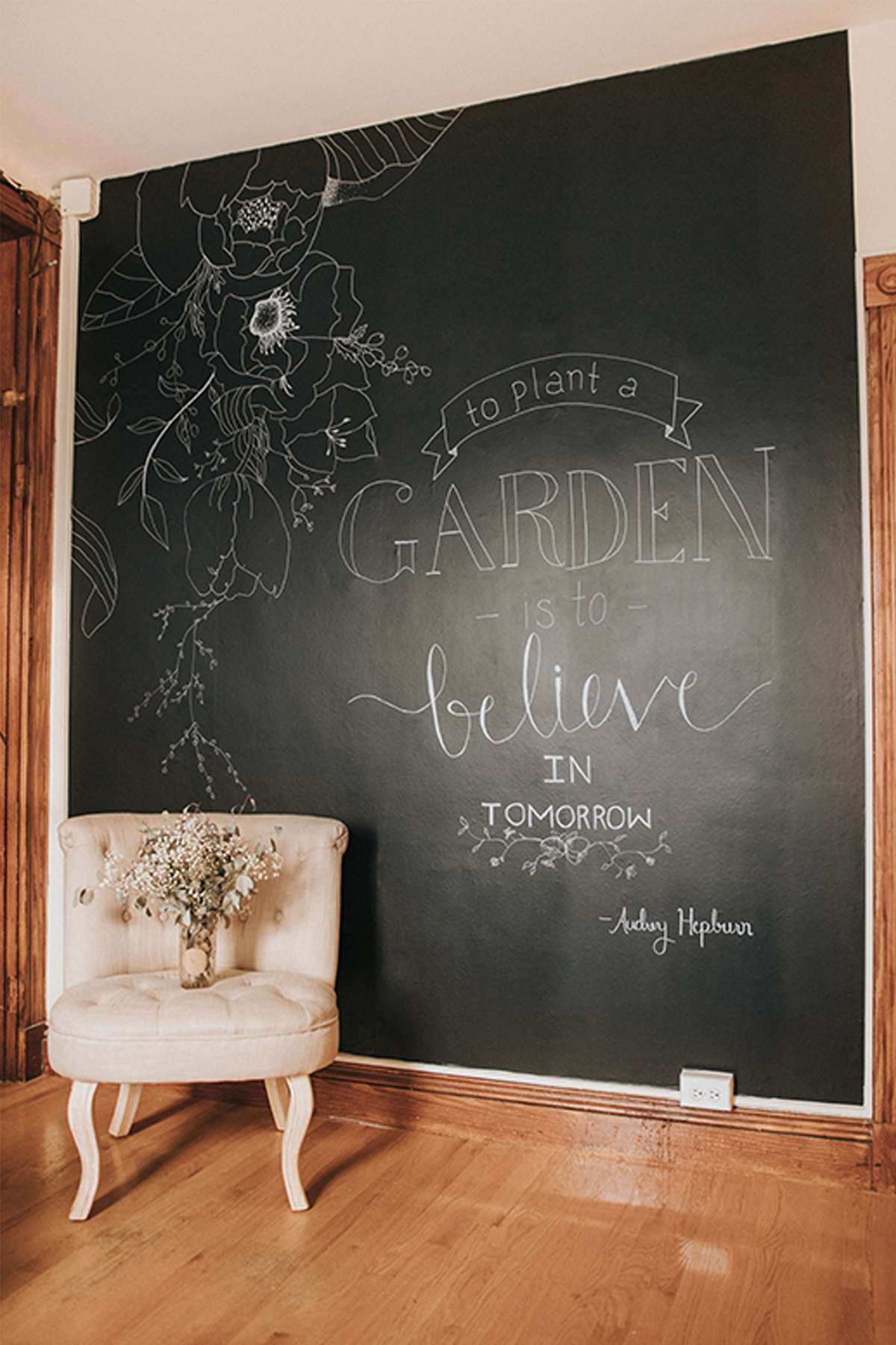 Hand Lettered Chalk Wall Mural