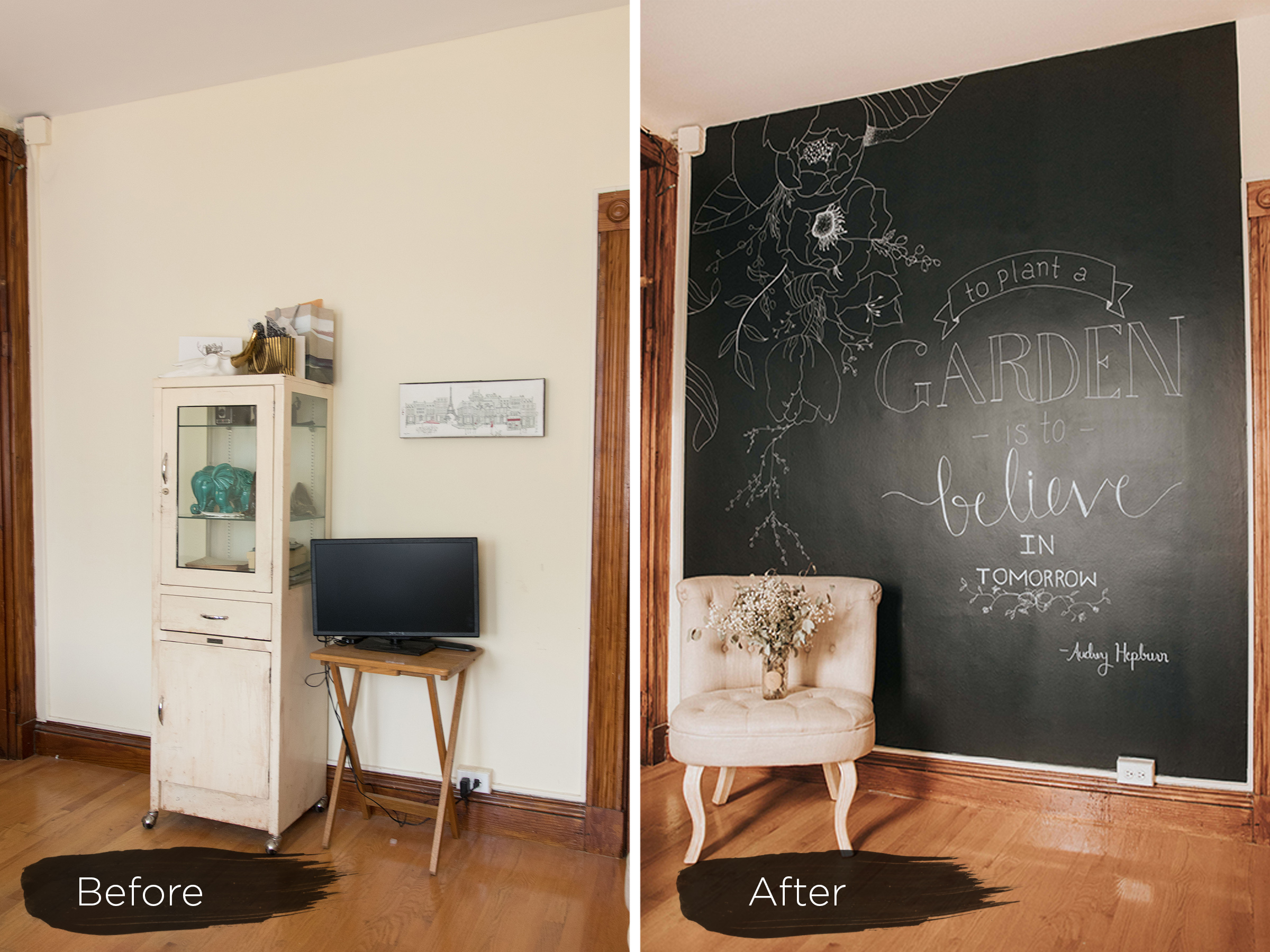 Chalkboard Removable Wallpaper Before And After