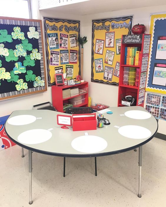 Small group learning station with WallPops dry erase dots