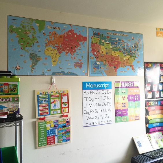 Dry erase maps in a home school environment