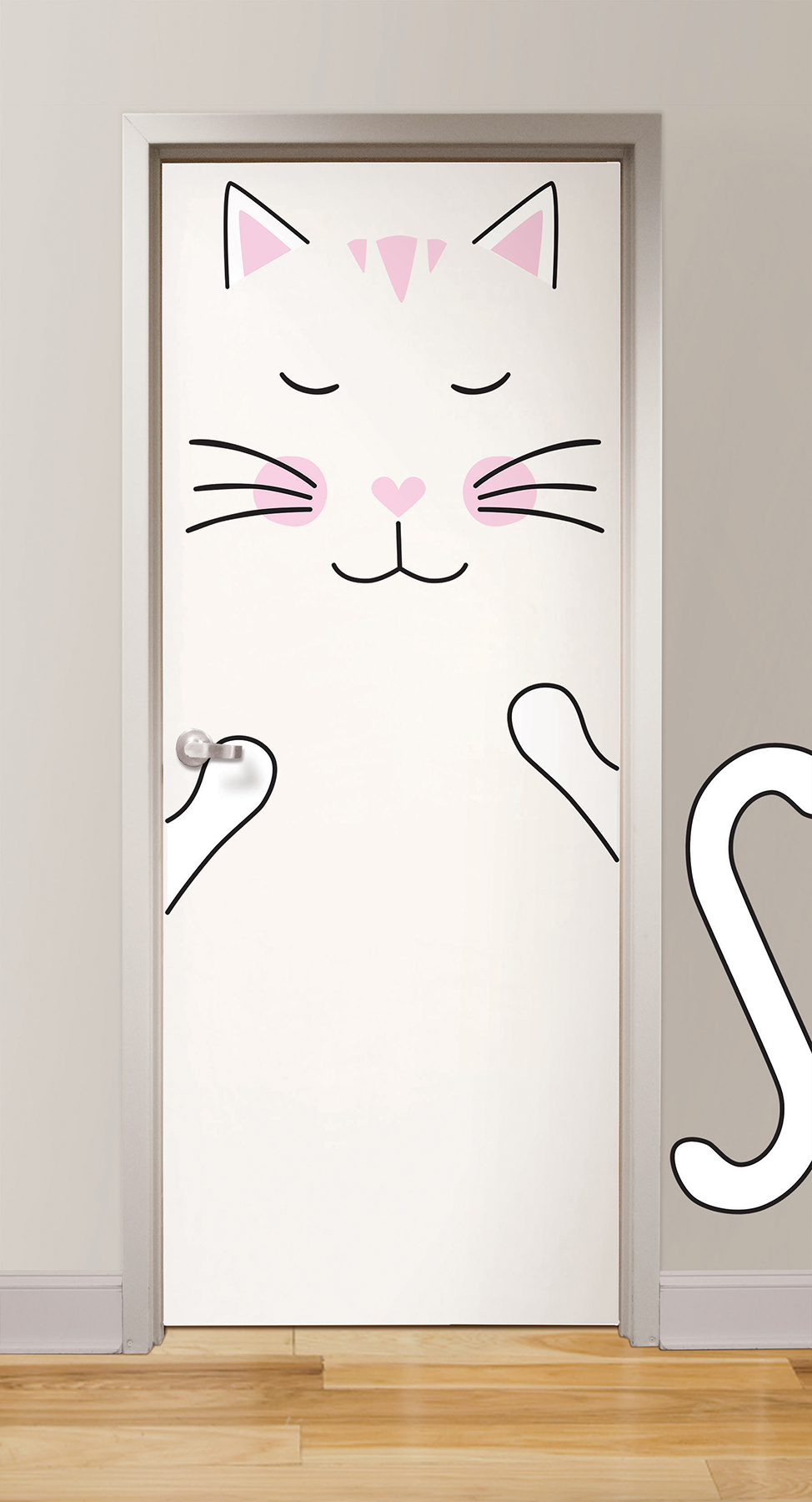 white cat door decal