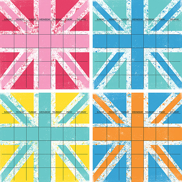 Dry-Erase Calendar Decal with British Flag Design