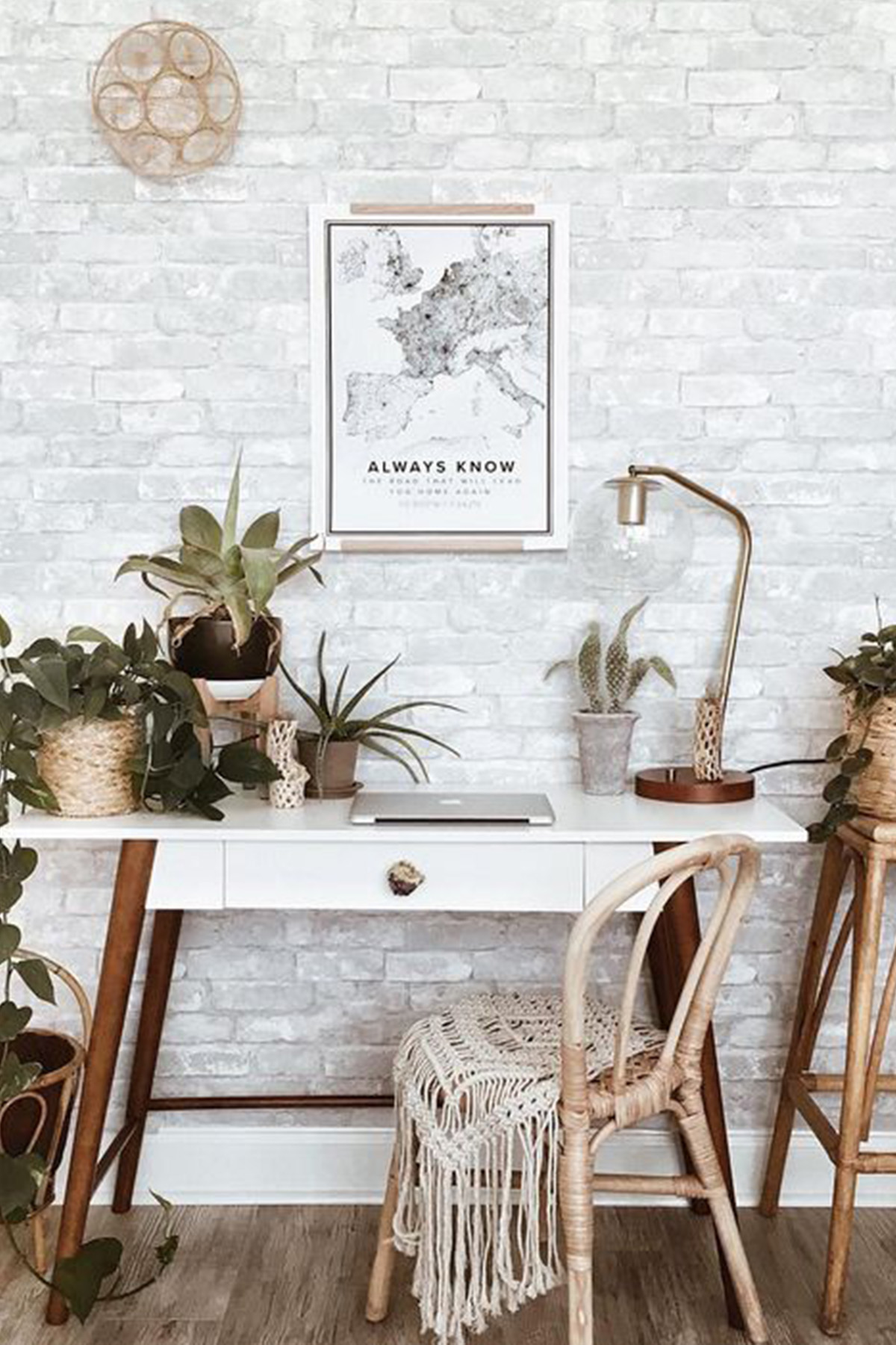 Bohemian Home Office with Brick NuWallpaper