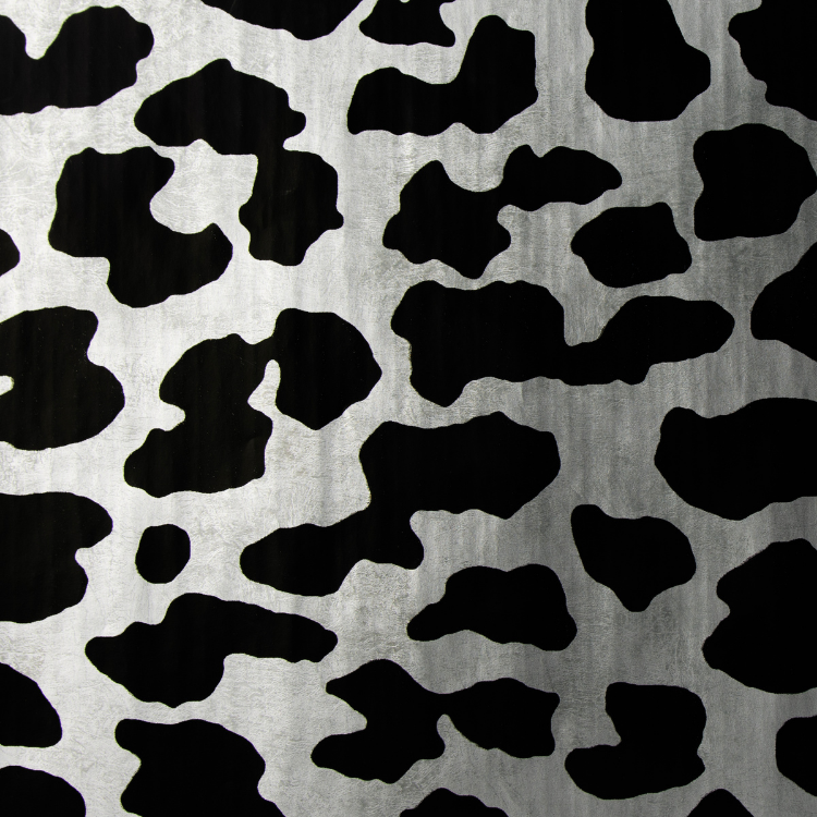 RuLeopard RuPaul peel and stick wallpaper with metallic effect in black and silver