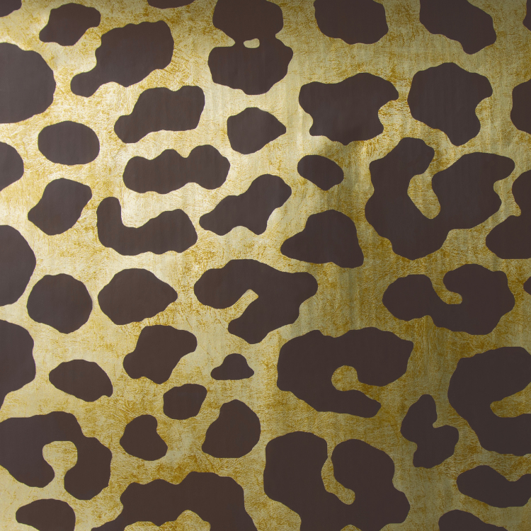 RuLeopard RuPaul peel and stick wallpaper with metallic effect in brown